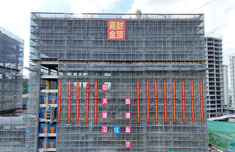 2024年7月5日，江蘇公司矽力微中國區(qū)總部項目1-2#樓順利封頂。